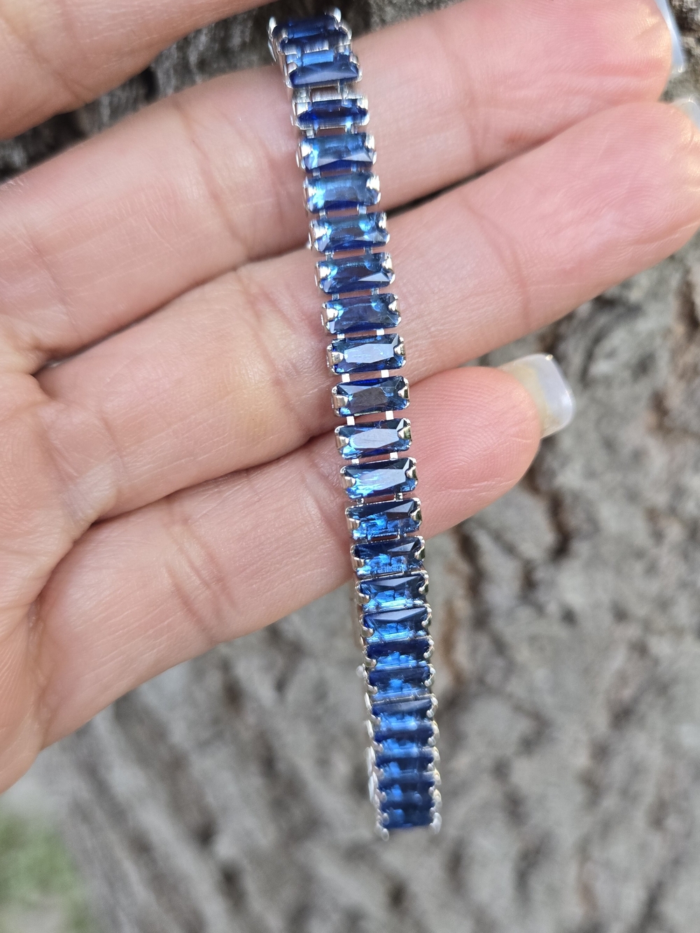 Blue Baguette Tennis Bracelet - Women Jewelry